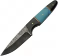 Damascus Fixed Blade Buffalo/Turq - DM1293TR