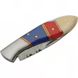 Damascus Lockback Red Blue knives DM1301
