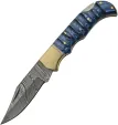 Damascus Grooved Lockback Blue - DM1303BL