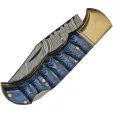 Damascus Grooved Lockback Blue knives DM1303BL