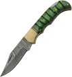 Damascus Grooved Lockback Green - DM1303GN