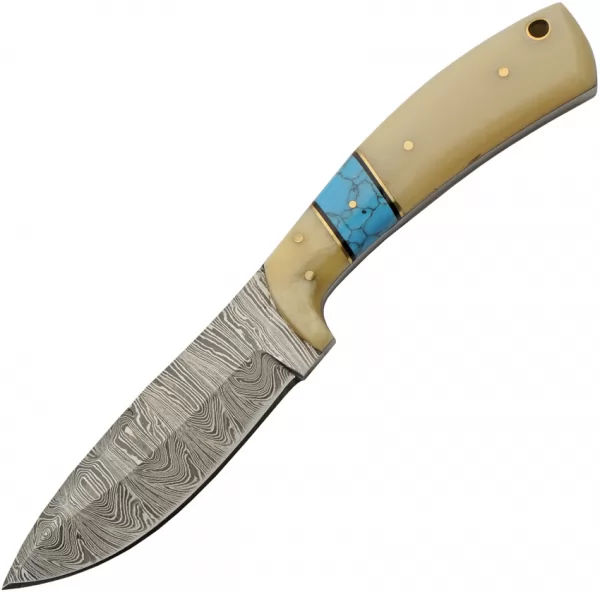 Damascus Turquoise Bone Hunter knives DM1359