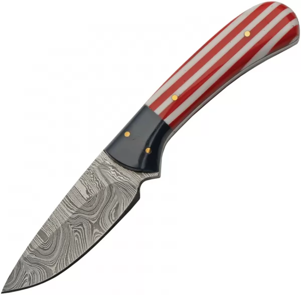 Damascus Fixed Blade Flag knives DM1361