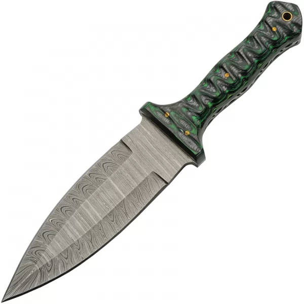 Damascus Fixed Blade Green knives DM1371GN