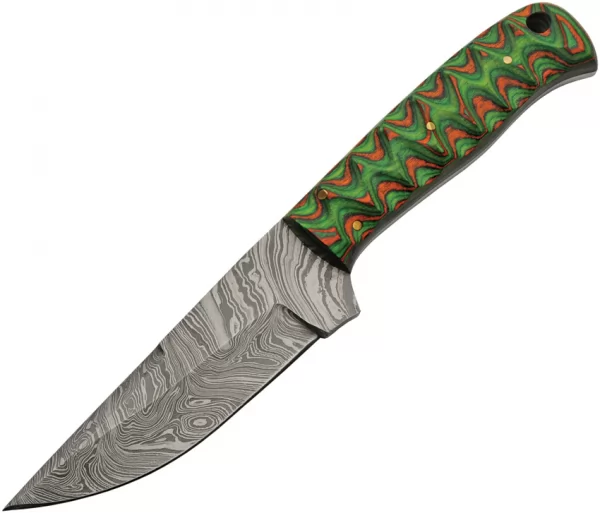 Damascus Hunter Green-Orange knives DM1376GN