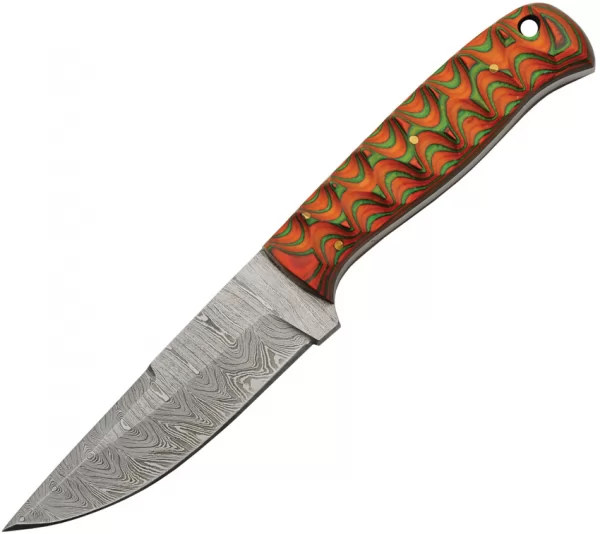 Damascus Hunter Green-Orange knives DM1376OR