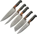 Damascus Kitchen Set W Knife Roll - DM1393