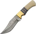 Damascus Admiral Fixed Blade Bone Blue - DM1394BL