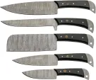 Damascus Kitchen Knife Set with Roll knives DM1396