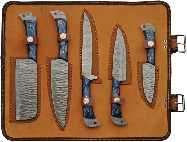 Damascus Umbra River Kitchen Set w roll knives DM1397