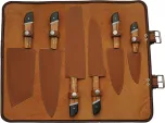 Damascus Saddlewood Kitchen Set w roll knives DM1398