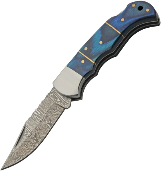 Damascus Lockback Blue knives DM1402BL