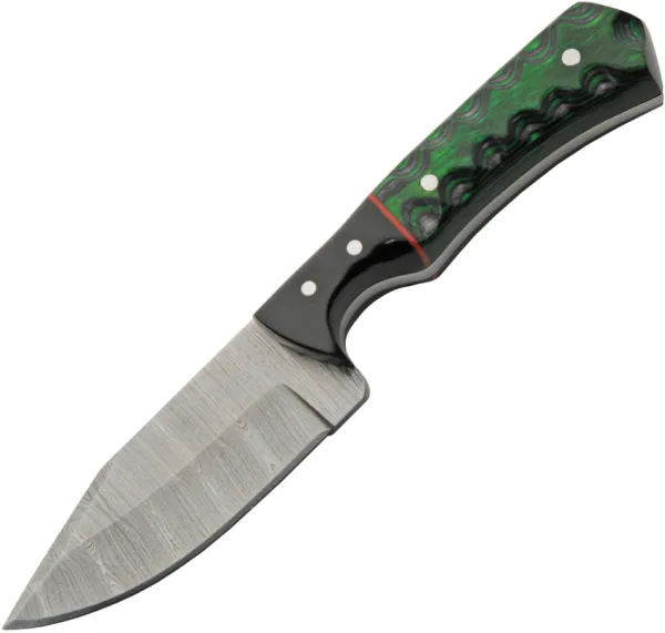 Damascus Skinner Green and Black knives DM1404GN
