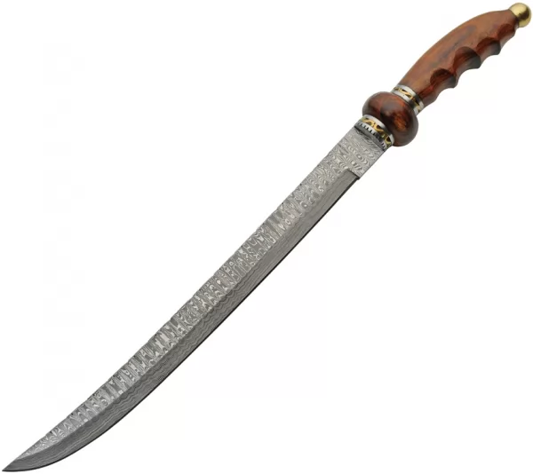Damascus Saber Brass-Wood knives DM5036