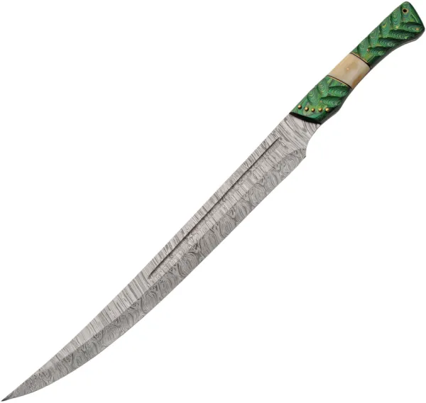 Damascus Emerald Tide Short Sword knives DM5053