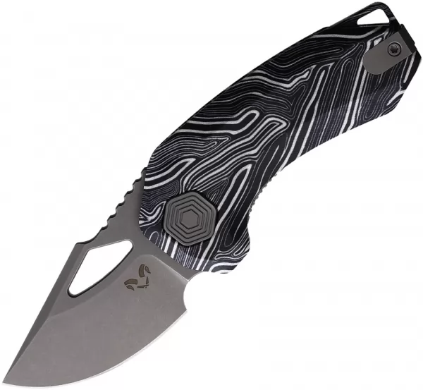 Damned Designs Djinn Linerlock Blk-White G10 DMN015BKWT