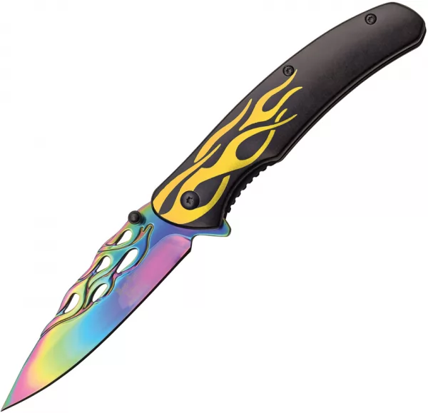 Dark Side Flame Linerlock A-O Yellow DSA040YL
