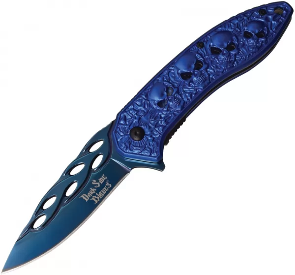 Dark Side Skull Linerlock A-O Blue DSA055BL
