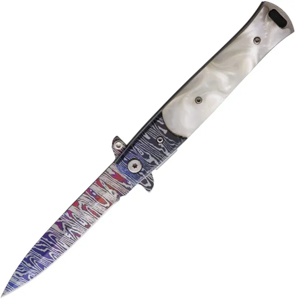 ElitEdge Damascus Etched Linerlock A-O EE10428CDMWP