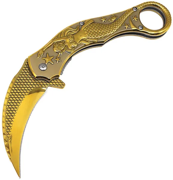 ElitEdge Mermaid Karambit Linerlock Gld EE10A120GD