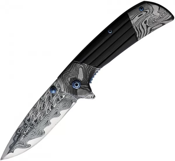 ElitEdge Damascus Etched Linerlock A-O EE10A54BKD