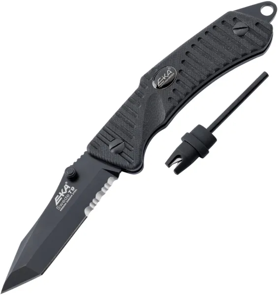 EKA Swede T9 Button Lock Black knives EKA714201