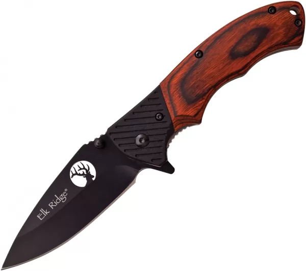 Elk Ridge Linerlock Brown Wood knives ER566BPW