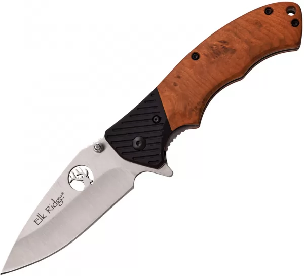 Elk Ridge Linerlock Burl Wood knives ER566SBW
