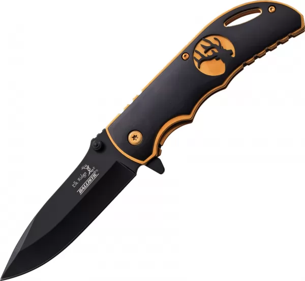 Elk Ridge Linerlock A-O Black-Gold knives ERA008BG