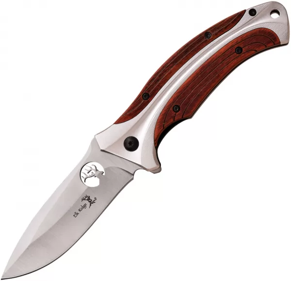 Elk Ridge Linerlock A-O Brown Pakkawood knives ERA155SW