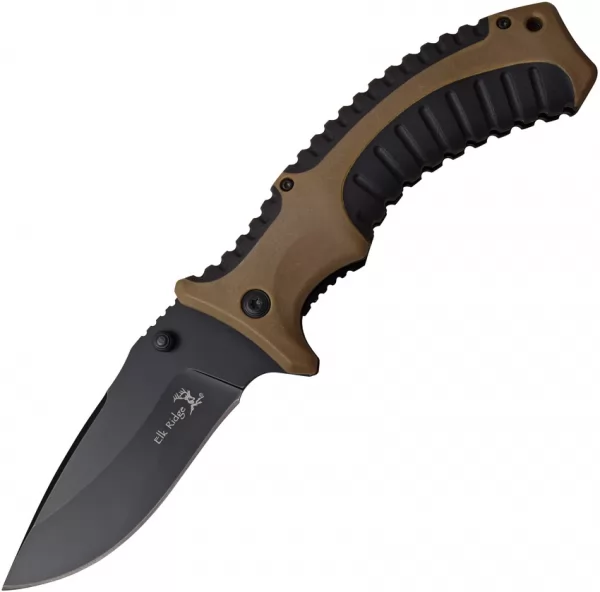 Elk Ridge Linerlock A-O Brown knives ERA934BR