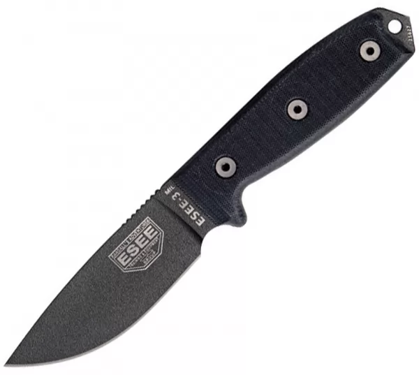ESEE Model 3 Black G10 Plain Edge knives ES3MILPBLK
