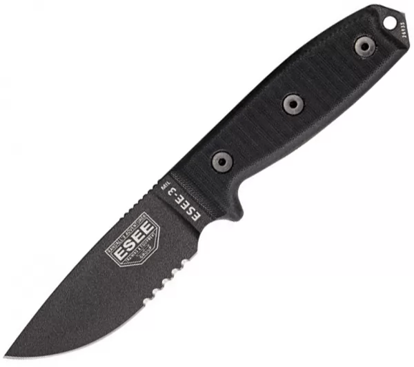 ESEE Model 3 Black G10 Serrated knives ES3MILSBLK