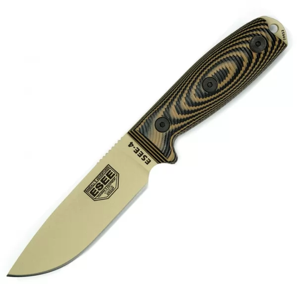 ESEE Model 4 3D Fixed Blade Tan knives ES4PDT005