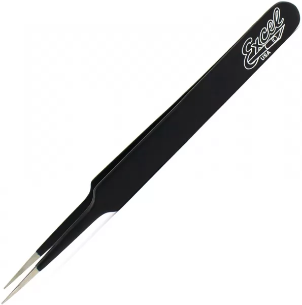 Excel Blades Straight Point Tweezers Black EXB30421