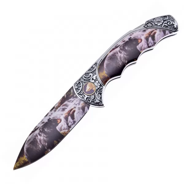 Frost Cutlery Lockback w-Bear Print knives FFC088BR