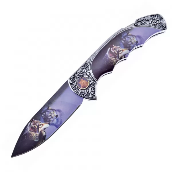 Frost Cutlery Lockback w-Wolf Print knives FFC088W