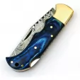 FH Knives Lockback Damascus Blue FHKBLU001
