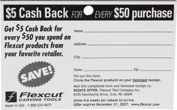 Flexcut Cash Back Rebate Pad FLEXREBATE