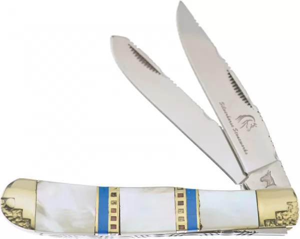 Frost Cutlery Silverhorse Trapper MOP knives FSHS108HH