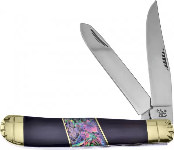 Frost Cutlery Trapper Buffalo-Abalone knives FSW108BHAB