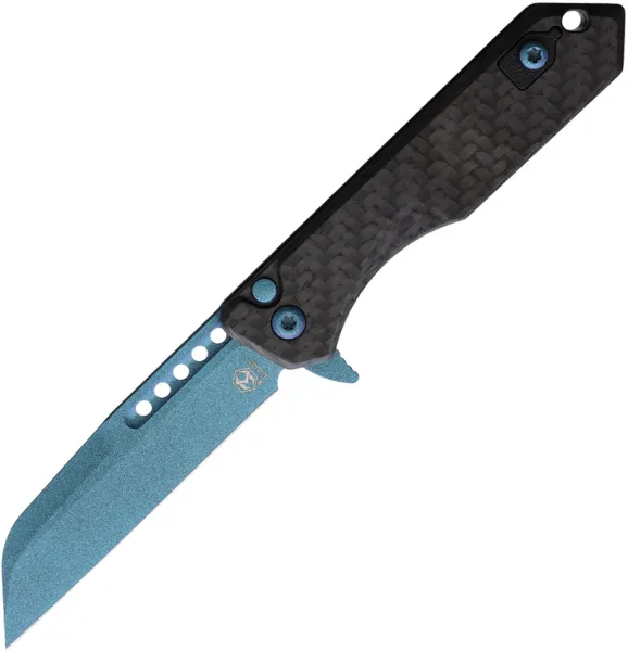 Heretic Knives Auto Jinn Button Lock Teal CF H213MTCF Heretic Knives Auto Jinn Button Lock Teal CF H213MTCF