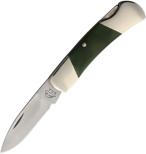 Hard Hat Lockback Green Bone HH218GN