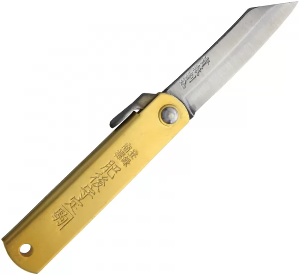 Higonokami Folder Brass Blue Paper Steel HIGO75RS