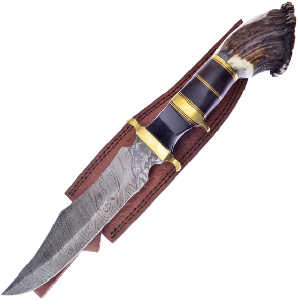 Hen & Rooster Bowie Deer Stag Damascus knives HR0044DSD