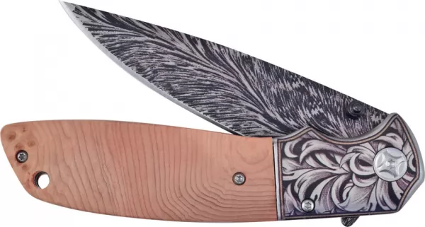 Hen & Rooster Linerlock A-O Burl Wood knives HR012BRLW