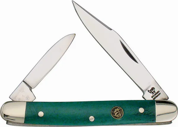 Hen & Rooster Pen Knife Green Smooth Bone knives HR302GSB