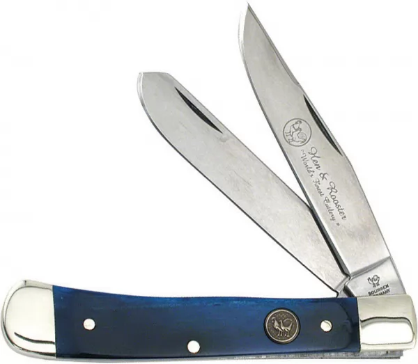 Hen & Rooster Trapper Blue Smooth Bone knives HR312BSB