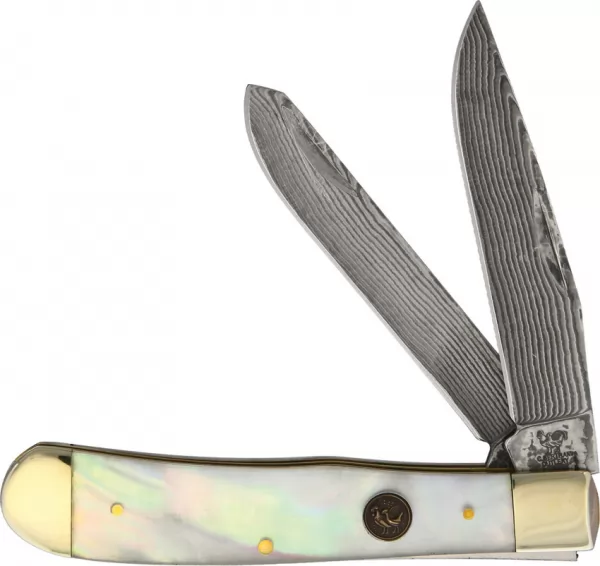 Hen & Rooster Trapper MOP Damascus knives HR312MOPD
