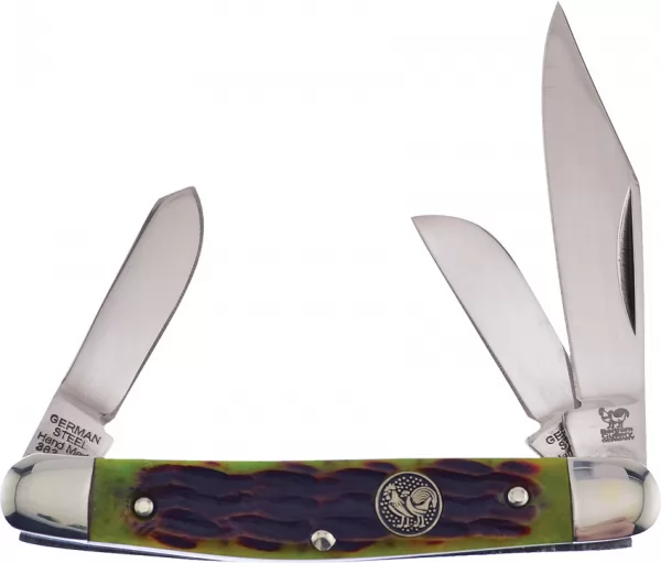 Hen & Rooster Stockman Antique Green Bone knives HR333AGB